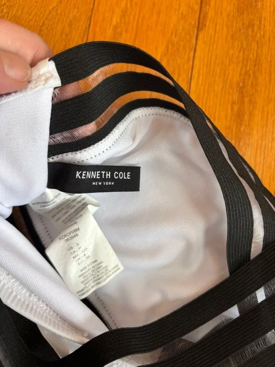 Kenneth Cole New York White and Black Striped One-Piece Swimsuit 🤍size Small - Picture 8 of 11